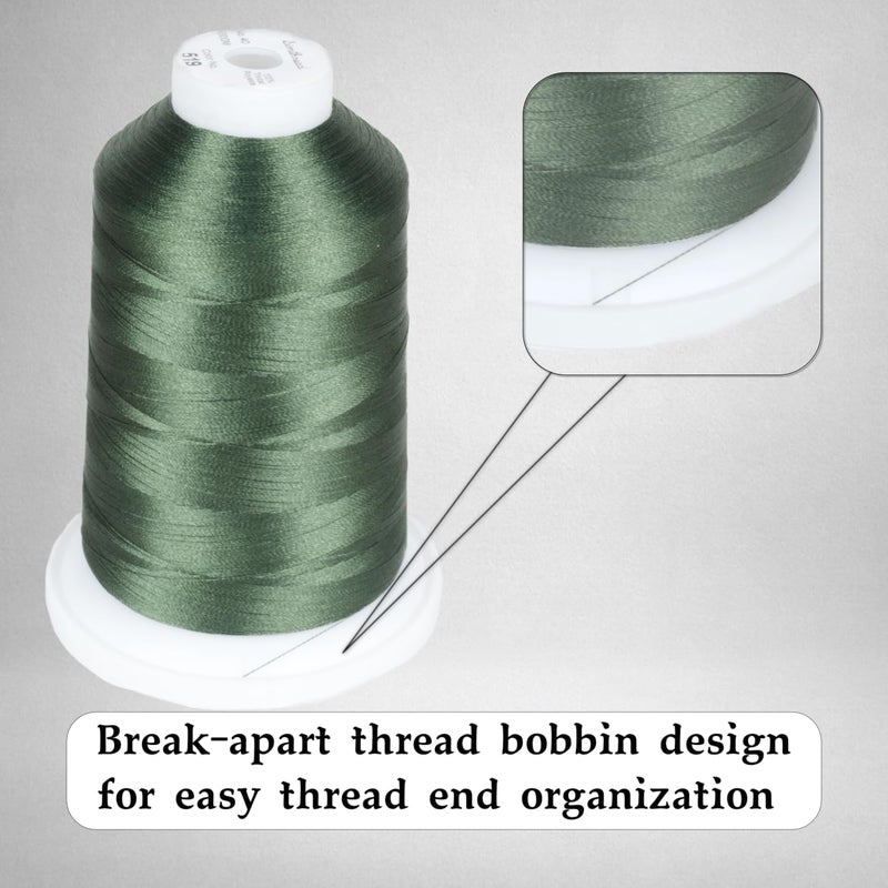 simthread Trilobal Polyester Thread – 5000M (5500yds) No.40 – Super Sheen, Tangle-Free – Built-in Thread Lock Spool – Compatible with Brother, Singer, Janome & More, Green-519 - Image 2